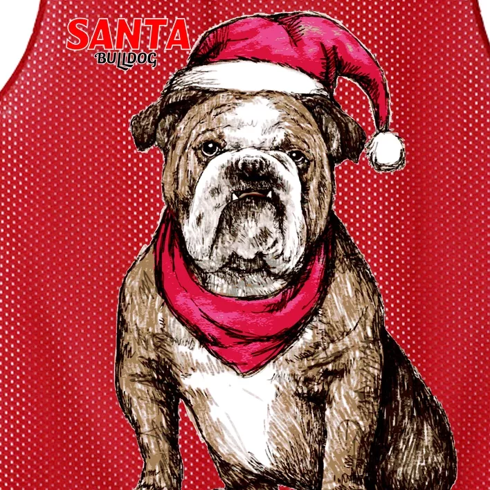 Santa Bulldog Christmas Hat Mesh Reversible Basketball Jersey Tank