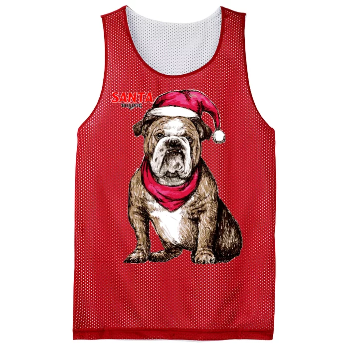 Santa Bulldog Christmas Hat Mesh Reversible Basketball Jersey Tank