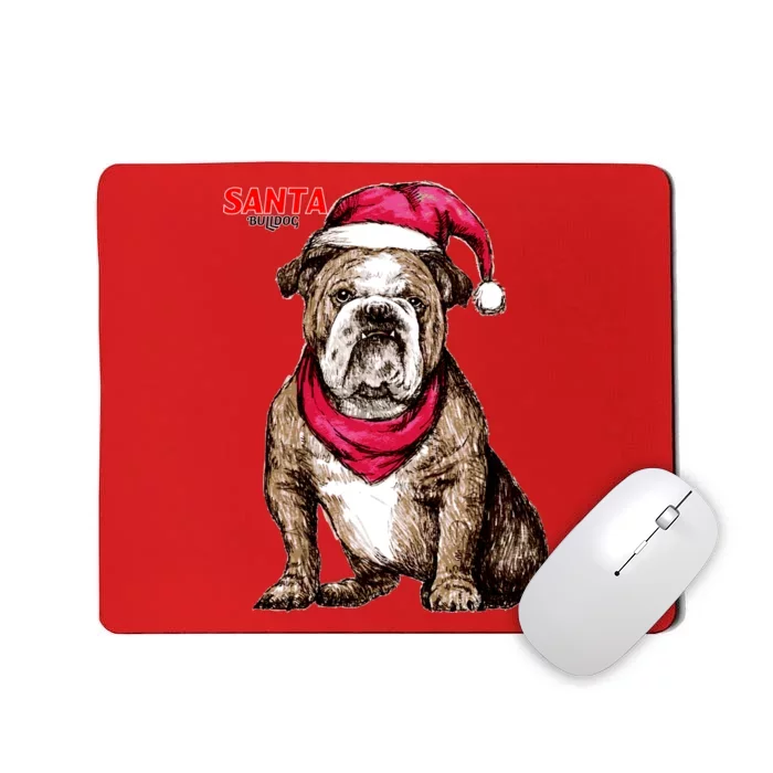 Santa Bulldog Christmas Hat Mousepad