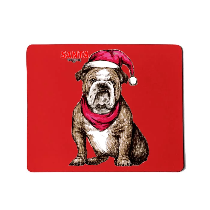 Santa Bulldog Christmas Hat Mousepad