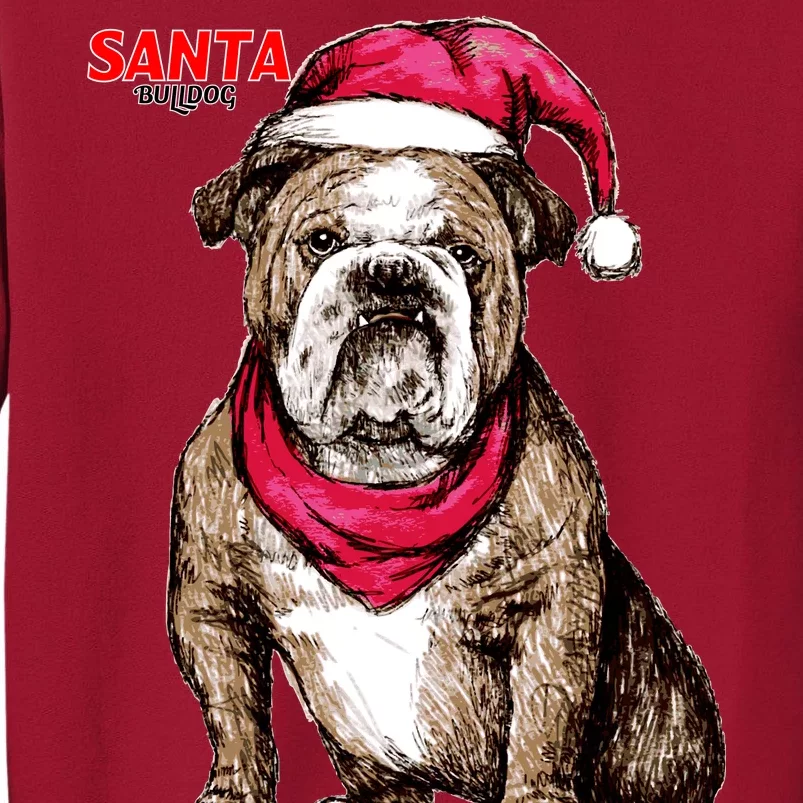 Santa Bulldog Christmas Hat Tall Sweatshirt