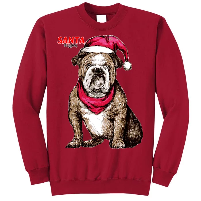 Santa Bulldog Christmas Hat Tall Sweatshirt