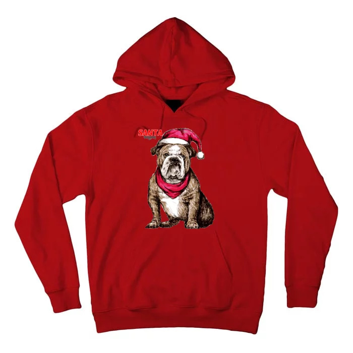 Santa Bulldog Christmas Hat Tall Hoodie