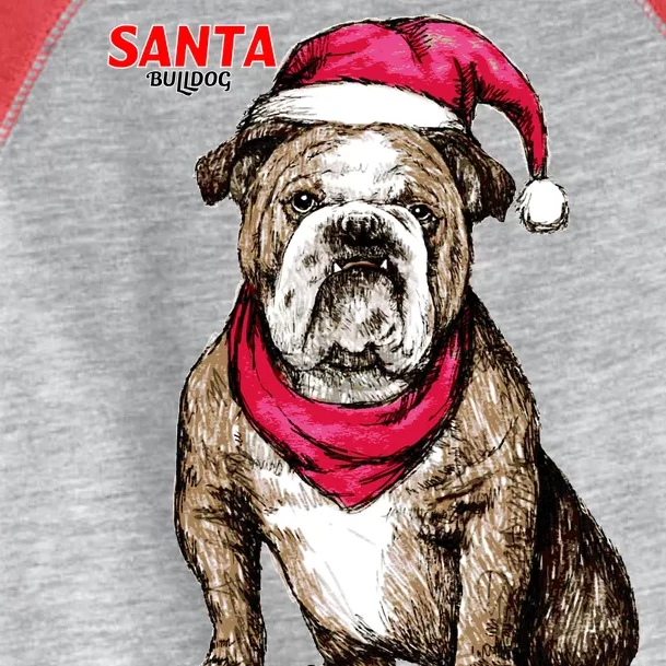 Santa Bulldog Christmas Hat Toddler Fine Jersey T-Shirt