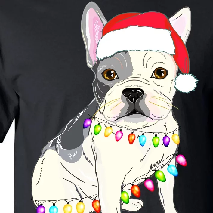 Santa Bulldog Christmas Lights Tall T-Shirt