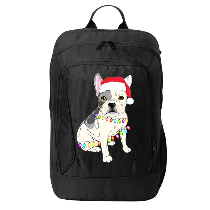 Santa Bulldog Christmas Lights City Backpack