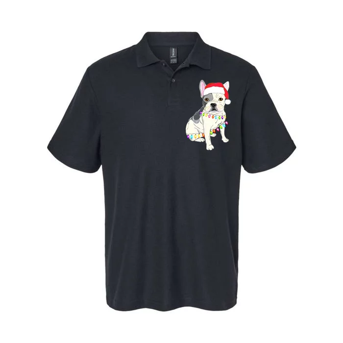 Santa Bulldog Christmas Lights Softstyle Adult Sport Polo