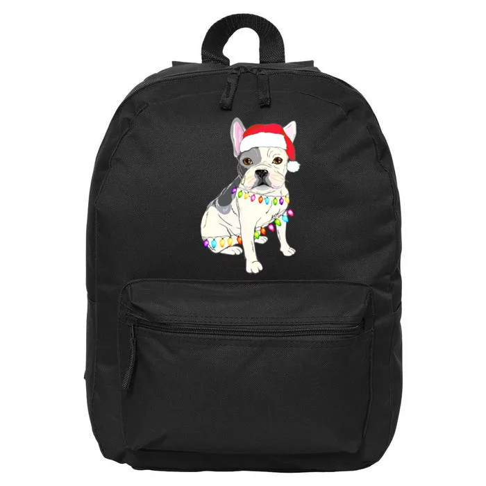 Santa Bulldog Christmas Lights 16 in Basic Backpack