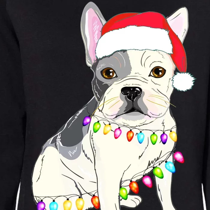 Santa Bulldog Christmas Lights Womens California Wash Sweatshirt