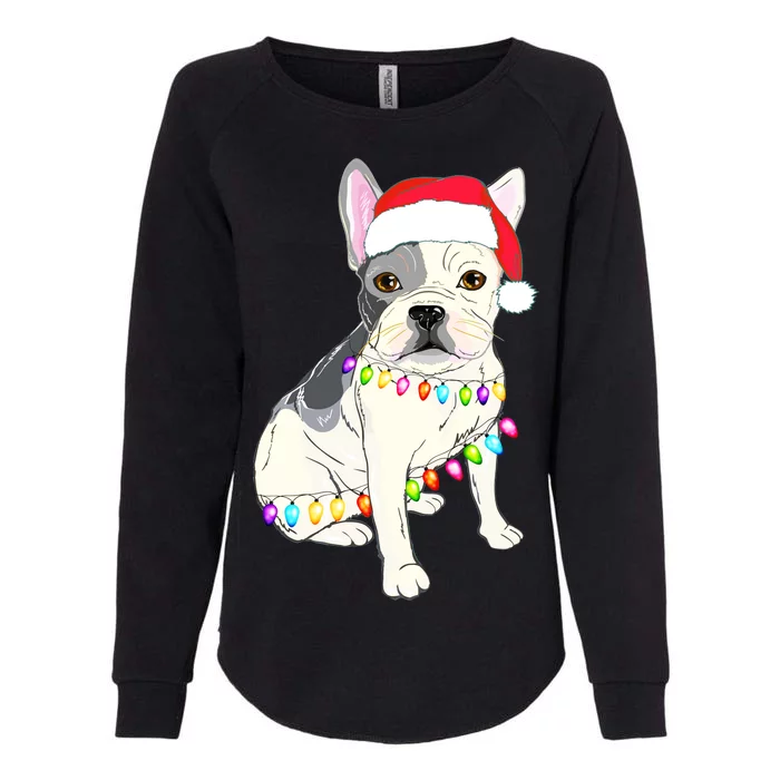 Santa Bulldog Christmas Lights Womens California Wash Sweatshirt