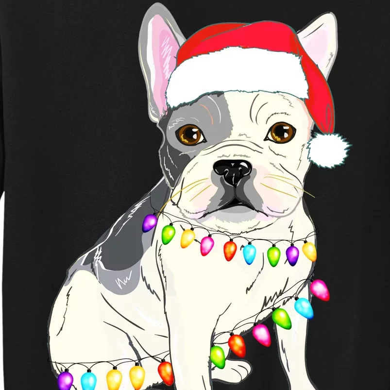 Santa Bulldog Christmas Lights Tall Sweatshirt