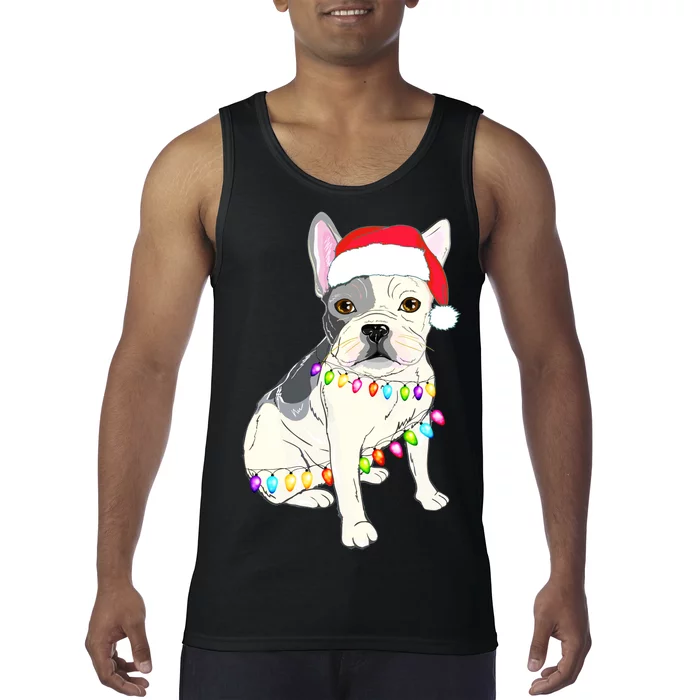 Santa Bulldog Christmas Lights Tank Top