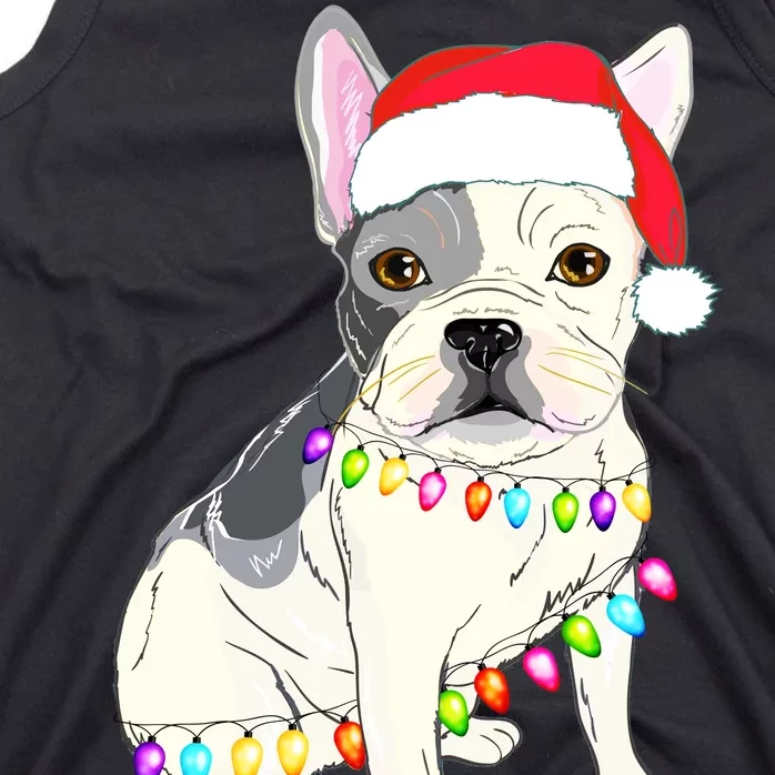 Santa Bulldog Christmas Lights Tank Top