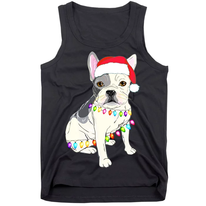 Santa Bulldog Christmas Lights Tank Top