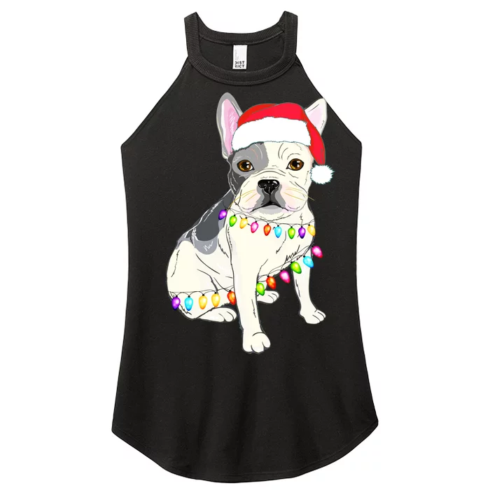 Santa Bulldog Christmas Lights Women’s Perfect Tri Rocker Tank