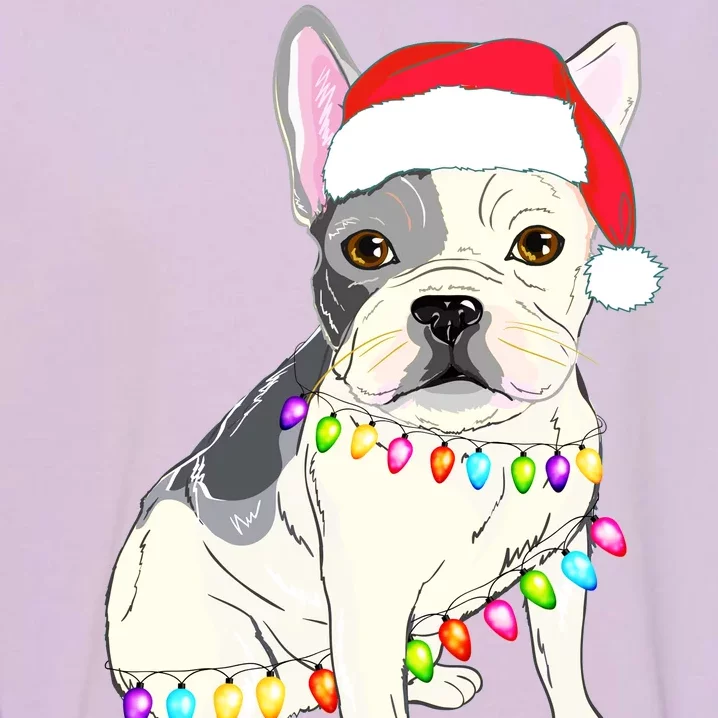 Santa Bulldog Christmas Lights Garment-Dyed Sweatshirt