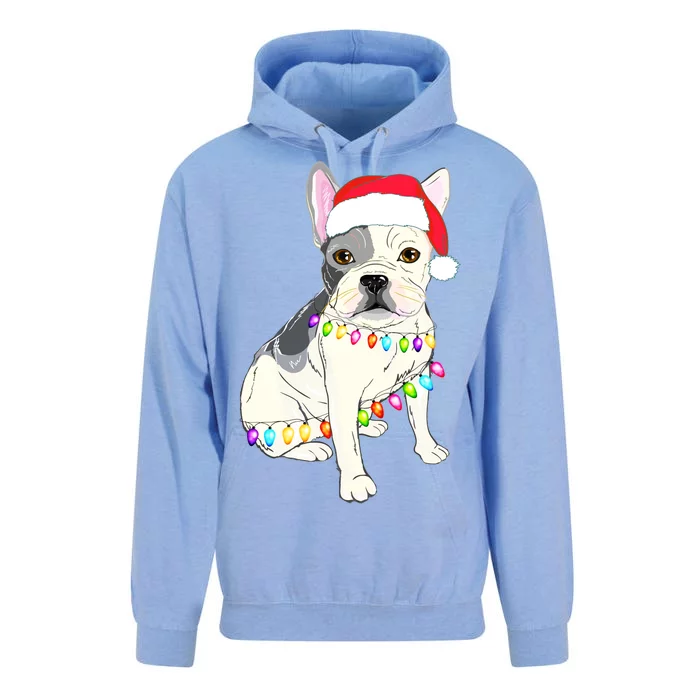 Santa Bulldog Christmas Lights Unisex Surf Hoodie