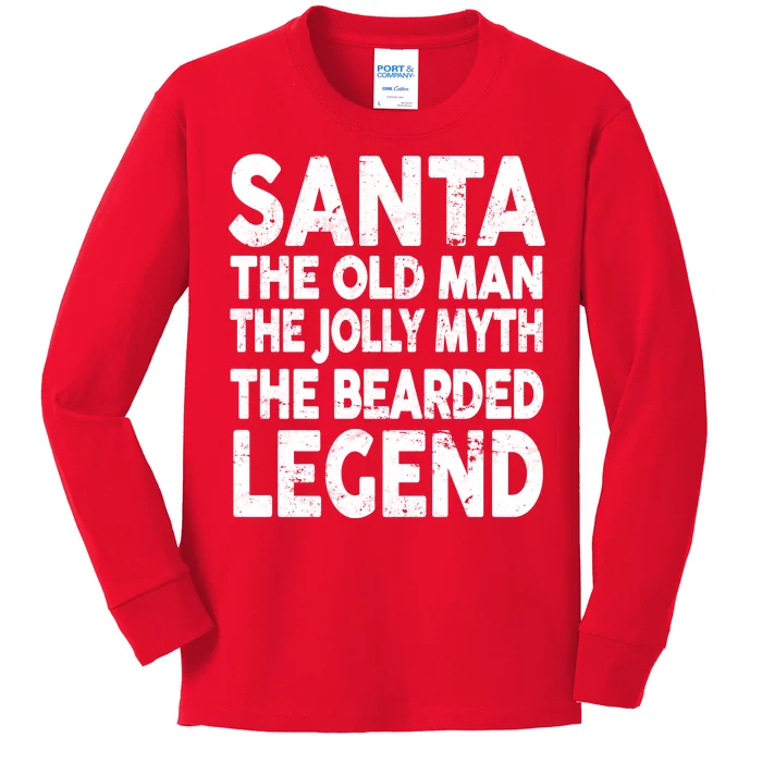 Santa Christmas The Old Man Jolly Myth Bearded Legend Kids Long Sleeve Shirt