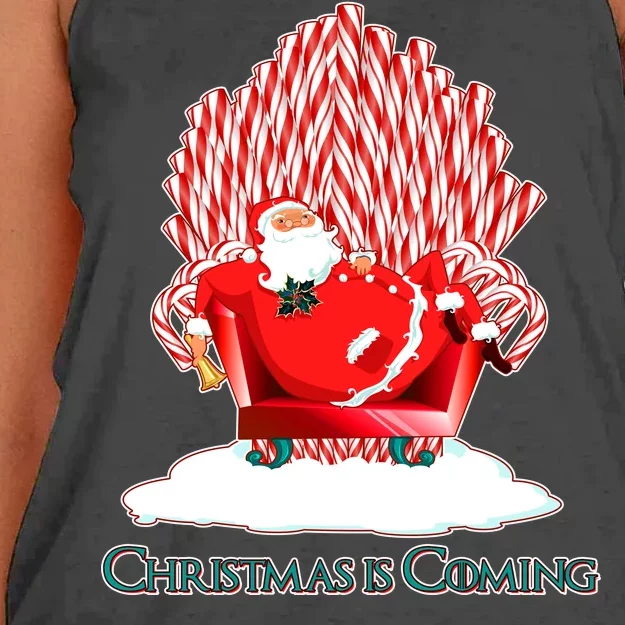 Santa Claus Christmas Is Coming GOT Women's Knotted Racerback Tank