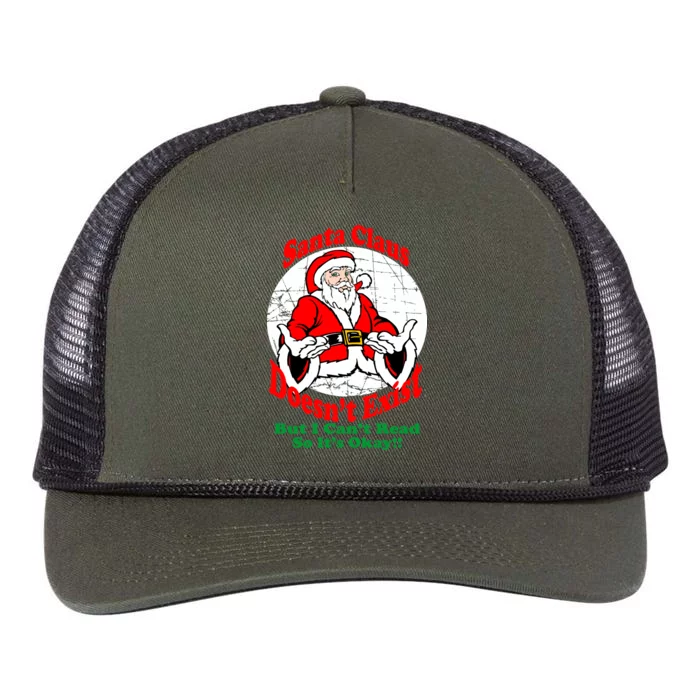 Santa Claus Doesn't Exist But I cant Read Retro Rope Trucker Hat Cap