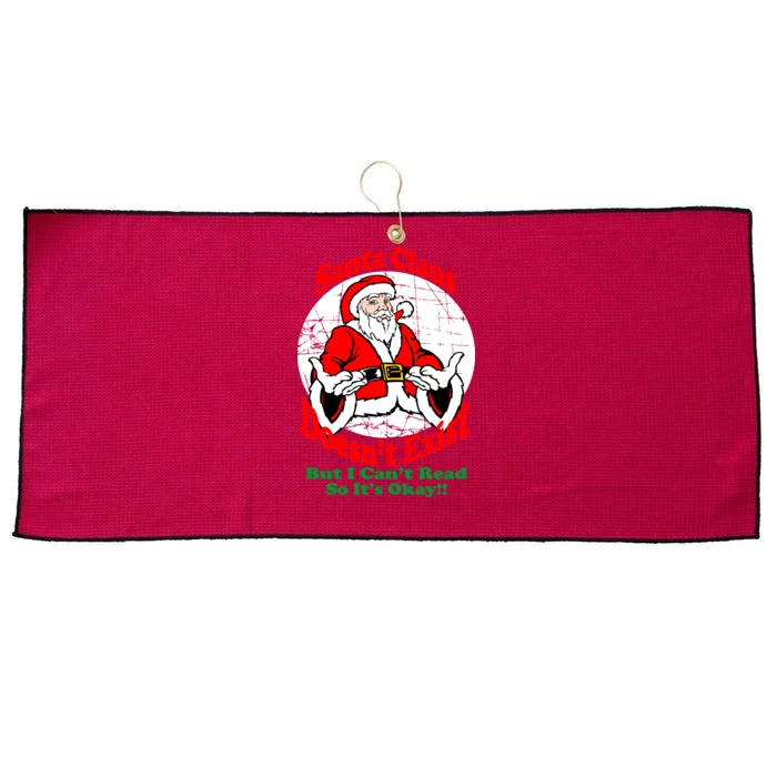 Santa Claus Doesn't Exist But I cant Read Large Microfiber Waffle Golf Towel