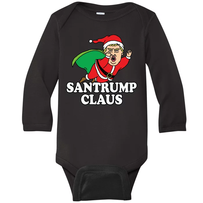 Santa Claus Donald Trump Santatrump Baby Long Sleeve Bodysuit