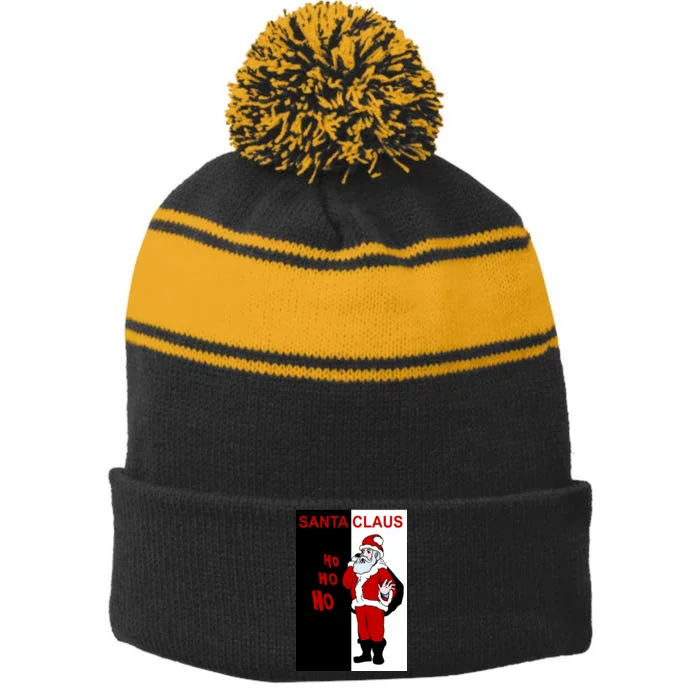 Santa Claus Gangster Ho Ho Ho Stripe Pom Pom Beanie