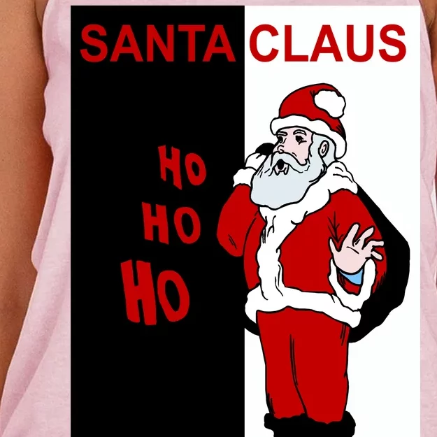 Santa Claus Gangster Ho Ho Ho Women's Knotted Racerback Tank