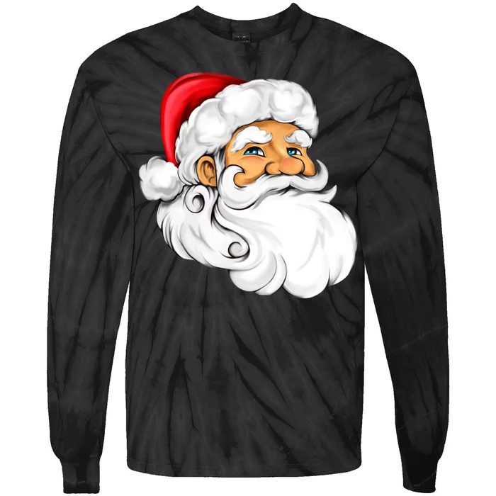 Santa Claus Head Tie-Dye Long Sleeve Shirt