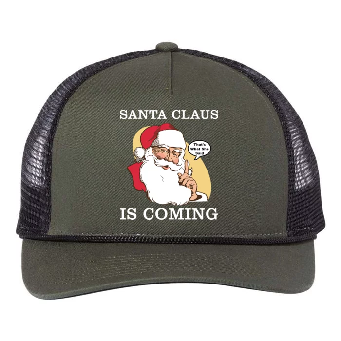 Santa Claus Is Coming That's What She Said Retro Rope Trucker Hat Cap