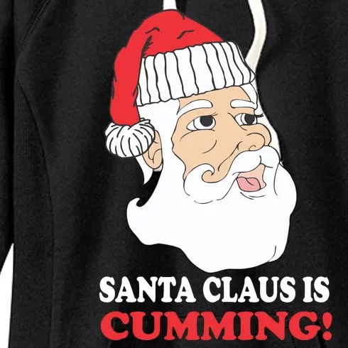 Santa Claus Is Cumming Dirty Humor Women's Fleece Hoodie