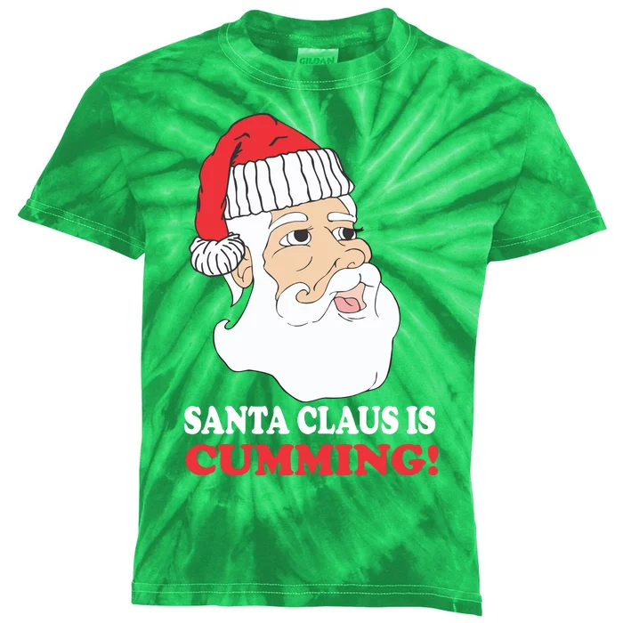 Santa Claus Is Cumming Dirty Humor Kids Tie-Dye T-Shirt