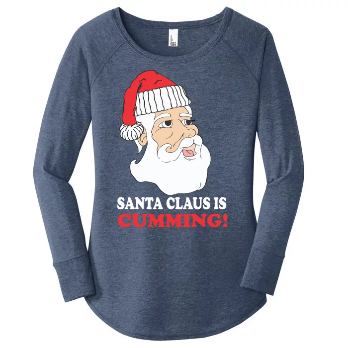 Santa Claus Is Cumming Dirty Humor Women's Perfect Tri Tunic Long Sleeve Shirt