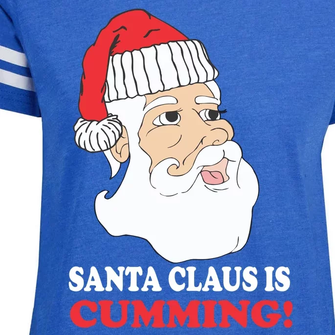 Santa Claus Is Cumming Dirty Humor Enza Ladies Jersey Football T-Shirt