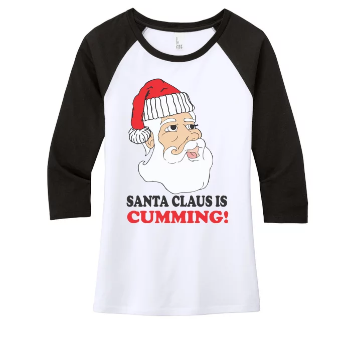 Santa Claus Is Cumming Dirty Humor Women's Tri-Blend 3/4-Sleeve Raglan Shirt