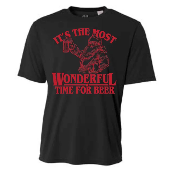 Santa Claus It's The Most Wonderful Time For A Beer Christmas Cooling Performance Crew T-Shirt