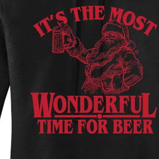 Santa Claus It's The Most Wonderful Time For A Beer Christmas Women's Pullover Hoodie