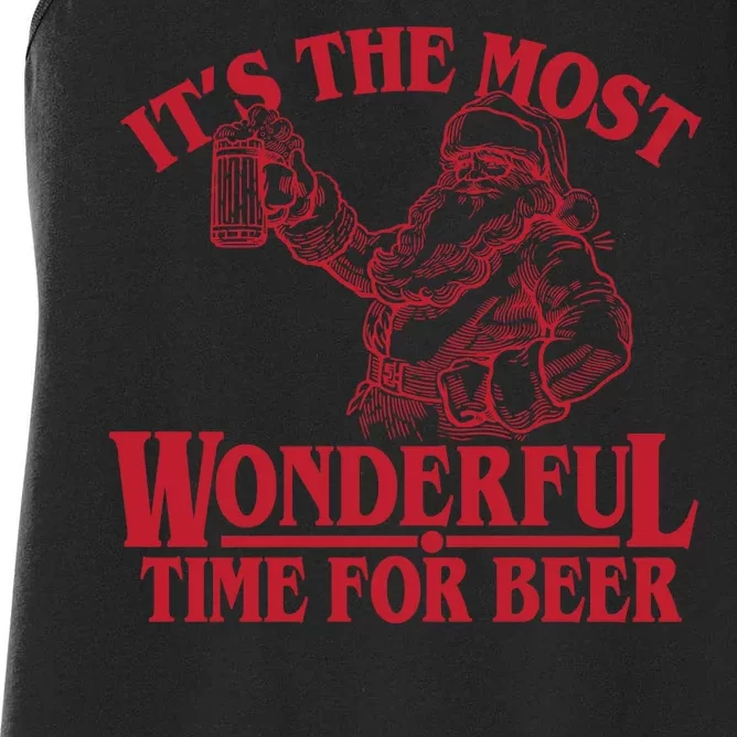 Santa Claus It's The Most Wonderful Time For A Beer Christmas Women's Racerback Tank