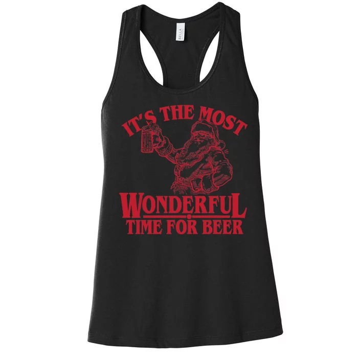 Santa Claus It's The Most Wonderful Time For A Beer Christmas Women's Racerback Tank