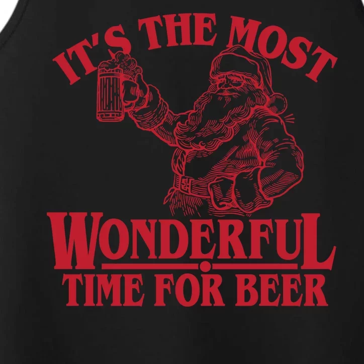 Santa Claus It's The Most Wonderful Time For A Beer Christmas Performance Tank