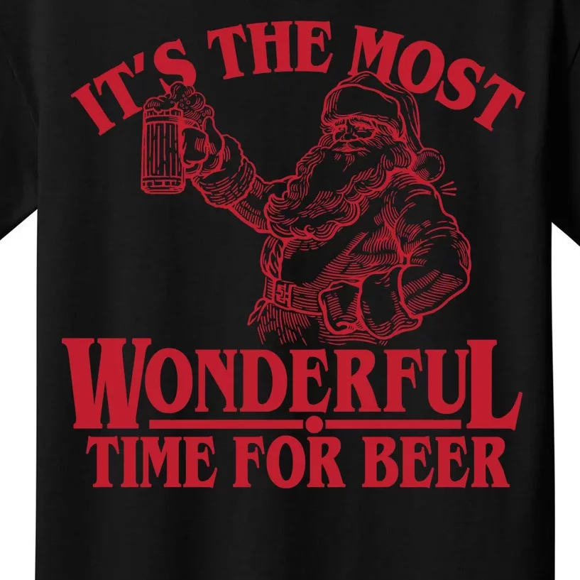 Santa Claus It's The Most Wonderful Time For A Beer Christmas Kids T-Shirt