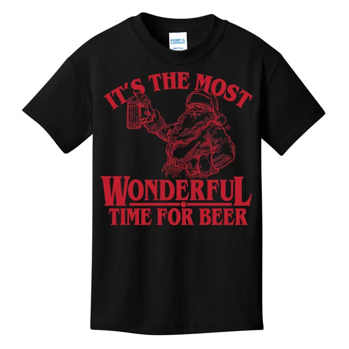 Santa Claus It's The Most Wonderful Time For A Beer Christmas Kids T-Shirt