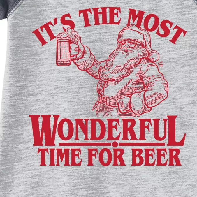 Santa Claus It's The Most Wonderful Time For A Beer Christmas Infant Baby Jersey Bodysuit