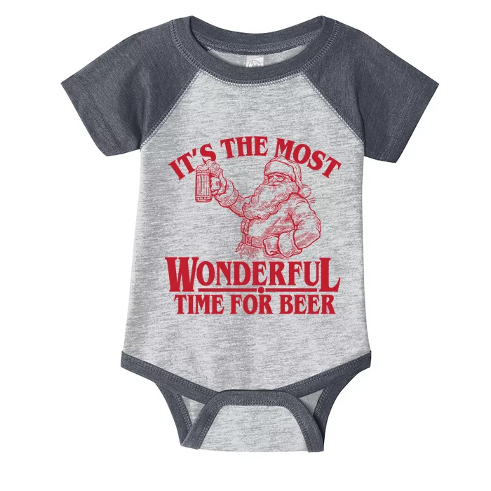 Santa Claus It's The Most Wonderful Time For A Beer Christmas Infant Baby Jersey Bodysuit