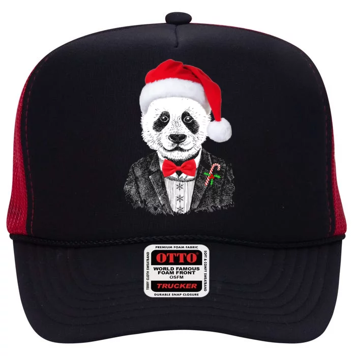 Santa Claus Panda Bear High Crown Mesh Trucker Hat