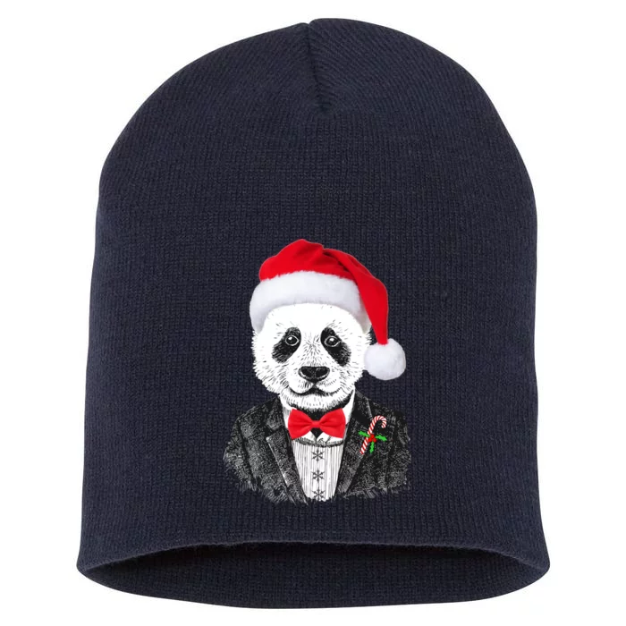 Santa Claus Panda Bear Short Acrylic Beanie