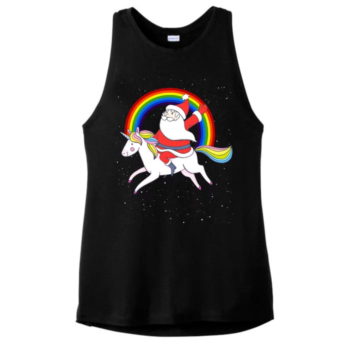 Santa Claus Unicorn Christmas Magic Ladies Tri-Blend Wicking Tank