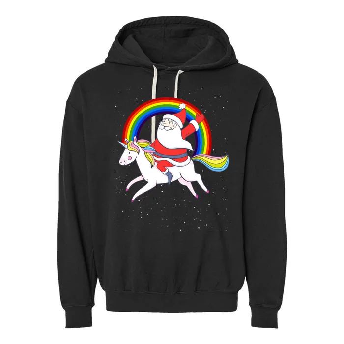 Santa Claus Unicorn Christmas Magic Garment-Dyed Fleece Hoodie