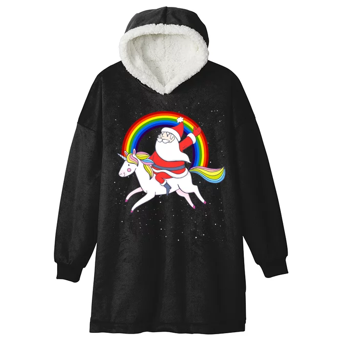 Santa Claus Unicorn Christmas Magic Hooded Wearable Blanket