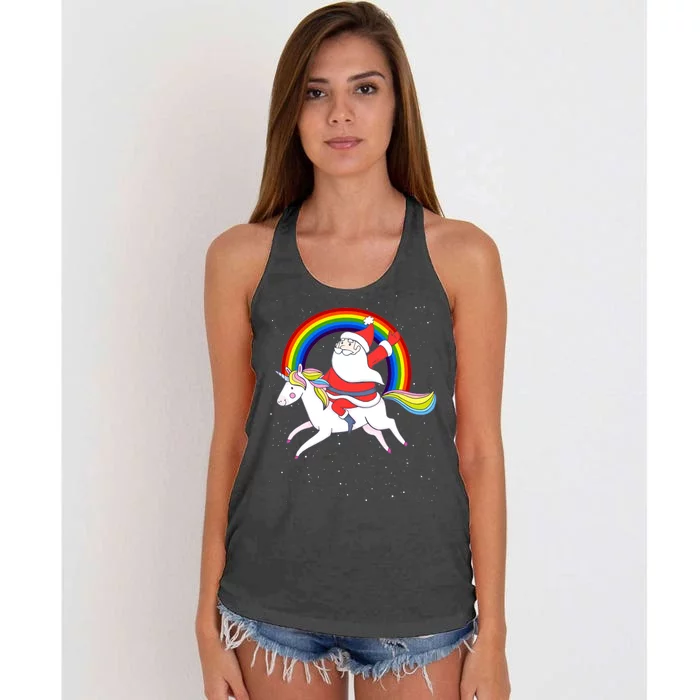 Santa Claus Unicorn Christmas Magic Women's Knotted Racerback Tank